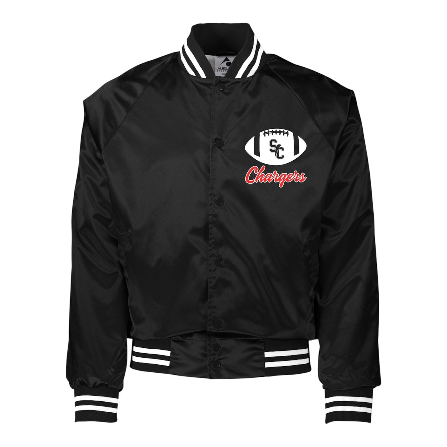 Black Satin Varsity Football Jacket