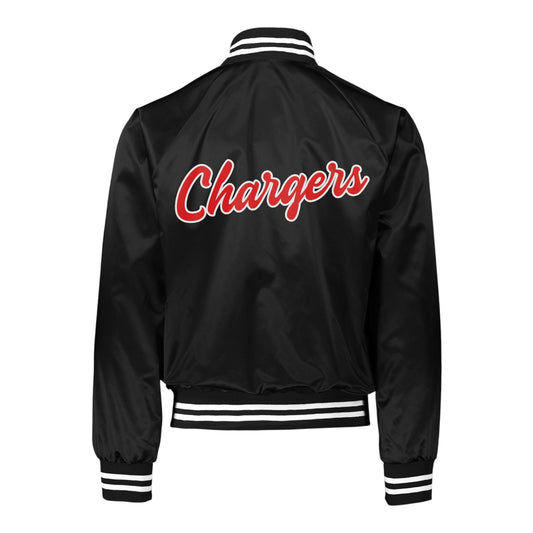 Black Satin Varsity Football & Poms Jacket